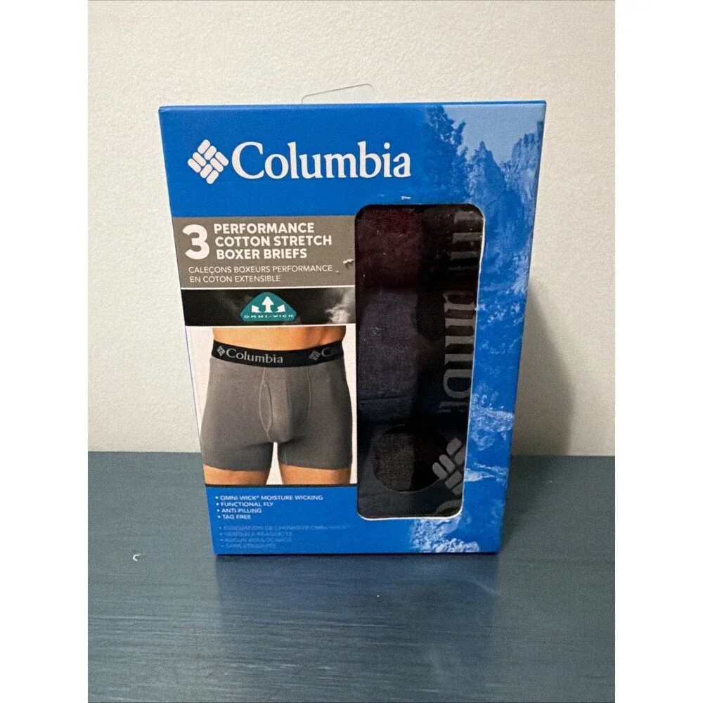 Columbia 3-pack performance cotton stretch boxer briefs size medium New NIB